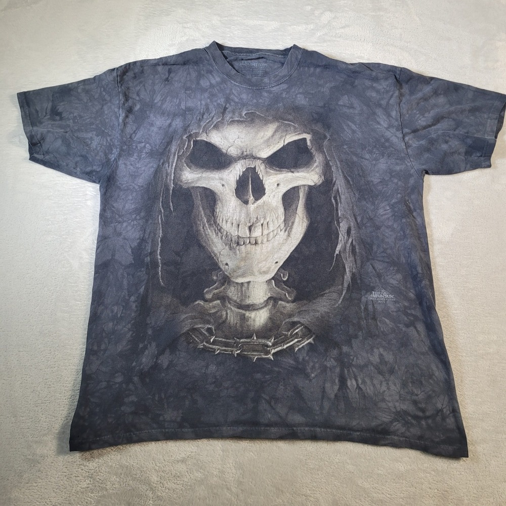 The Mountain T-Shirt Mens XL Grey Tie Dye Grim Reaper Seattle Kraken 23 Graphic